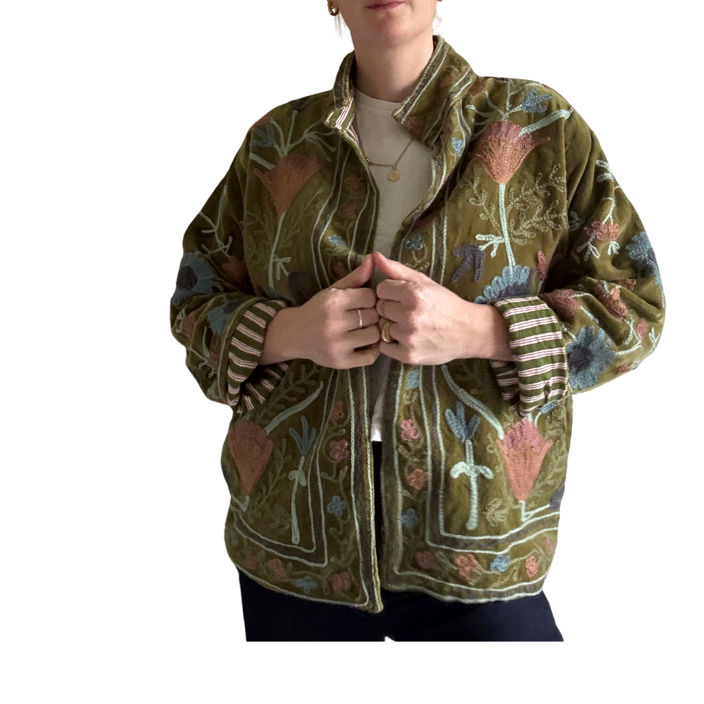 Velvet Suzani Jacket - Olive