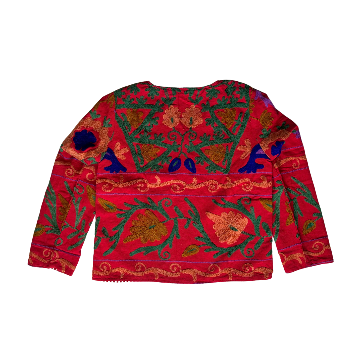 Suzani Button Down Jacket - Red/Green