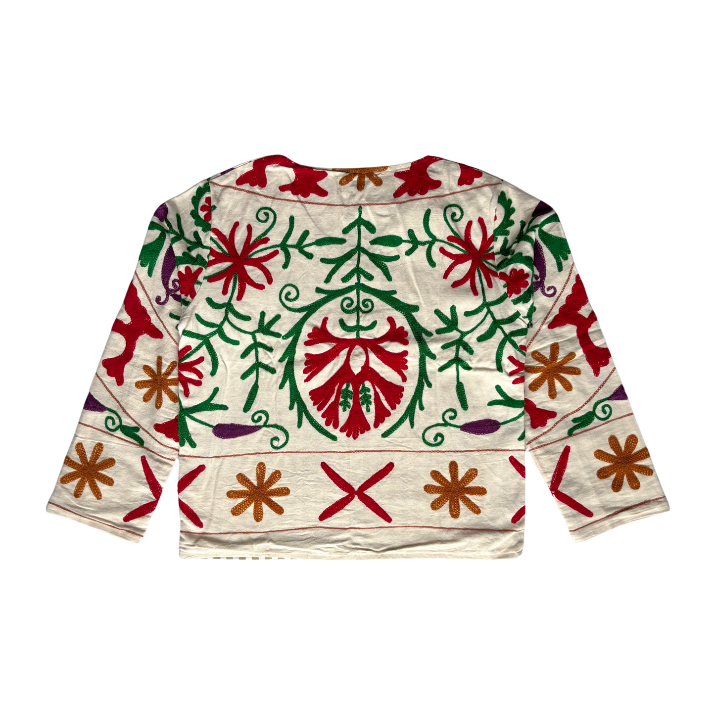 Suzani Button Down Jacket - Cream/Red