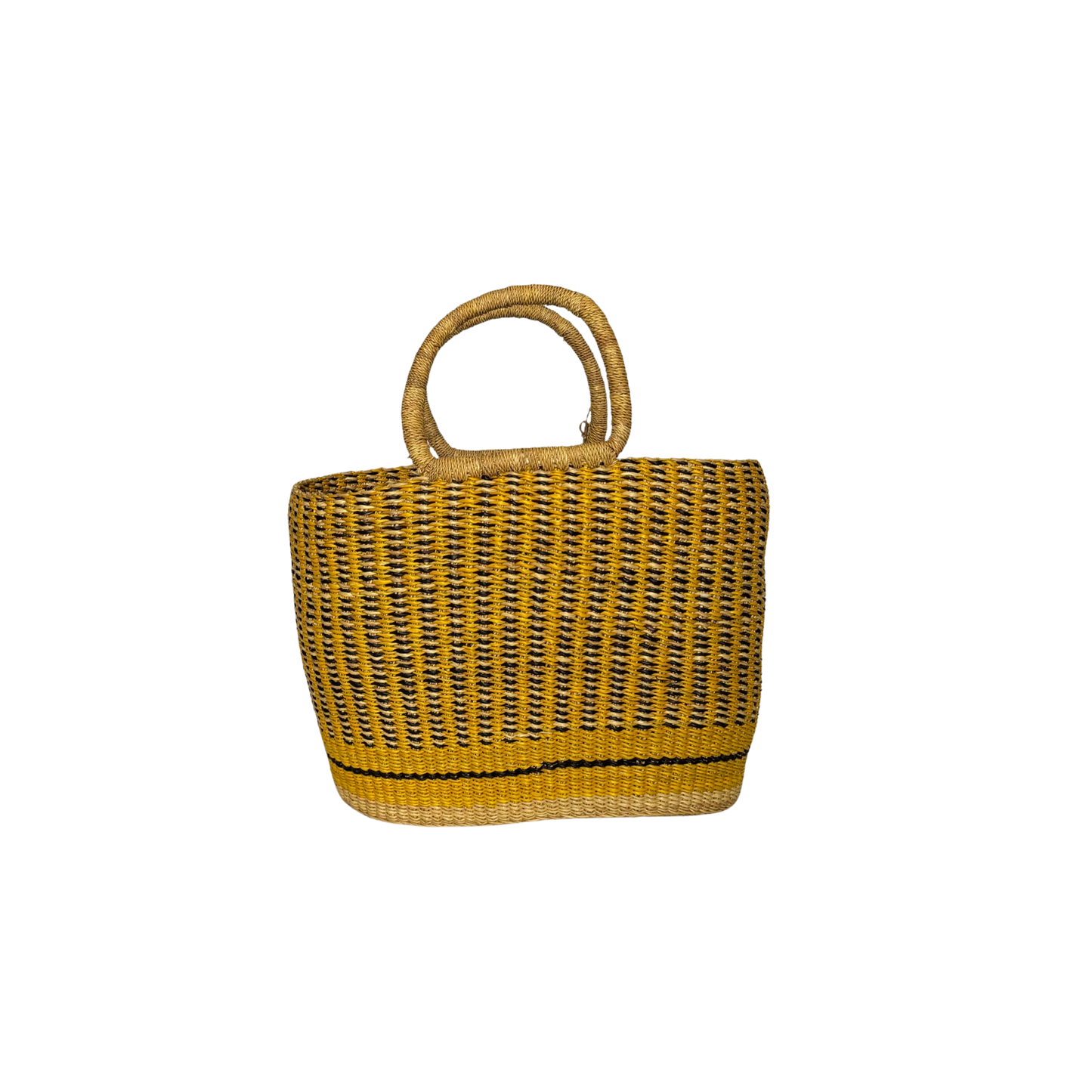 Hand Woven Basket Bag - Yellow