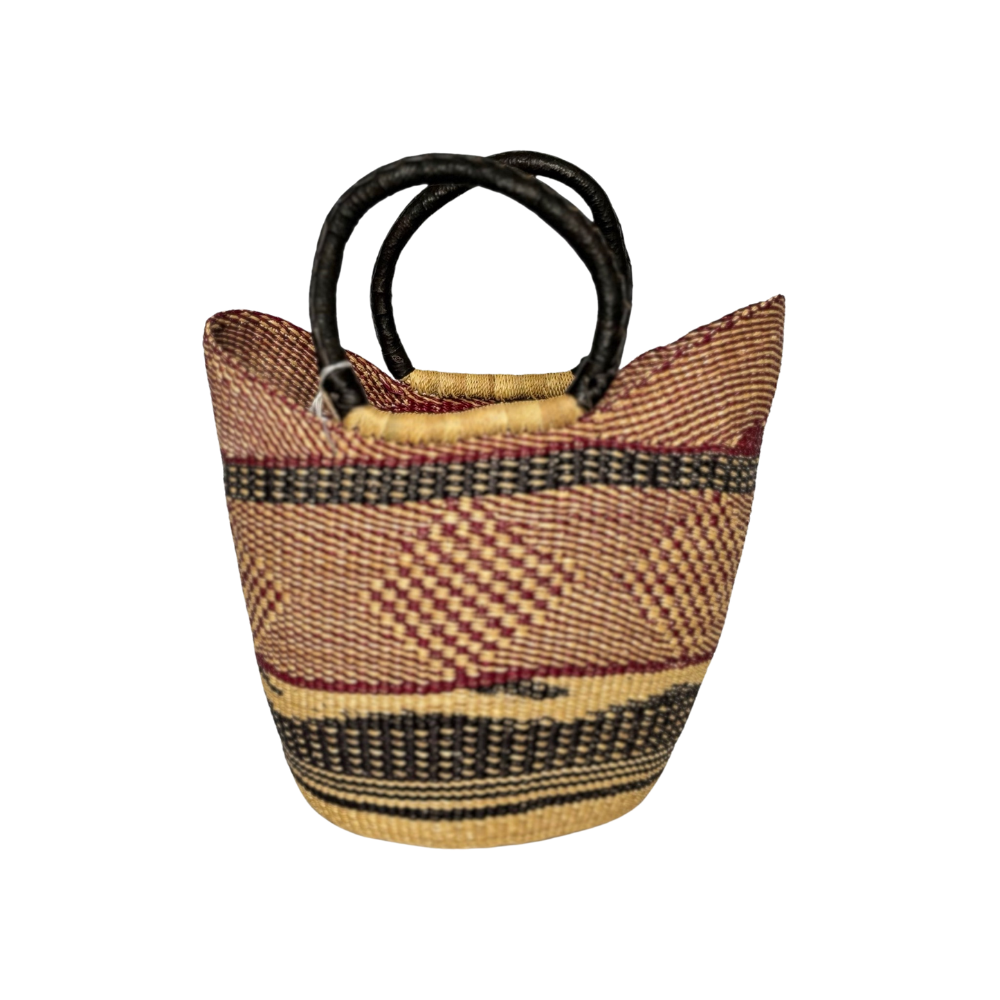 Hand Woven Market Basket - Large Burgundy