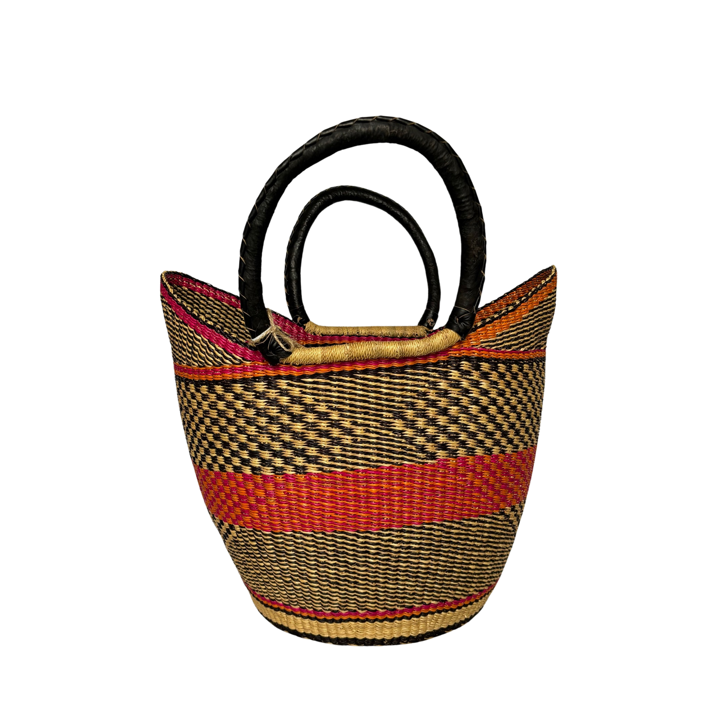 Hand Woven Market Basket - Large Pink