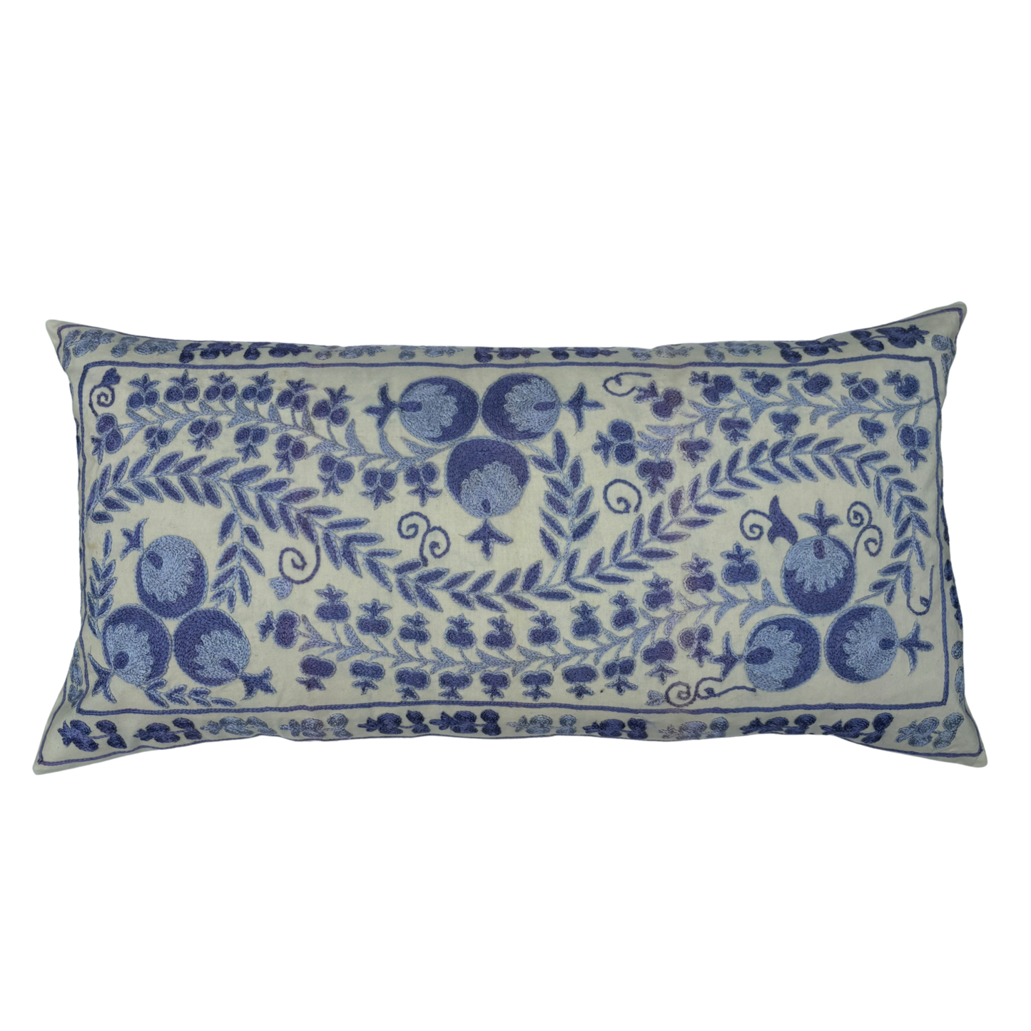 Hand Embroidered Suzani Lumbar Cushion Cover - 01