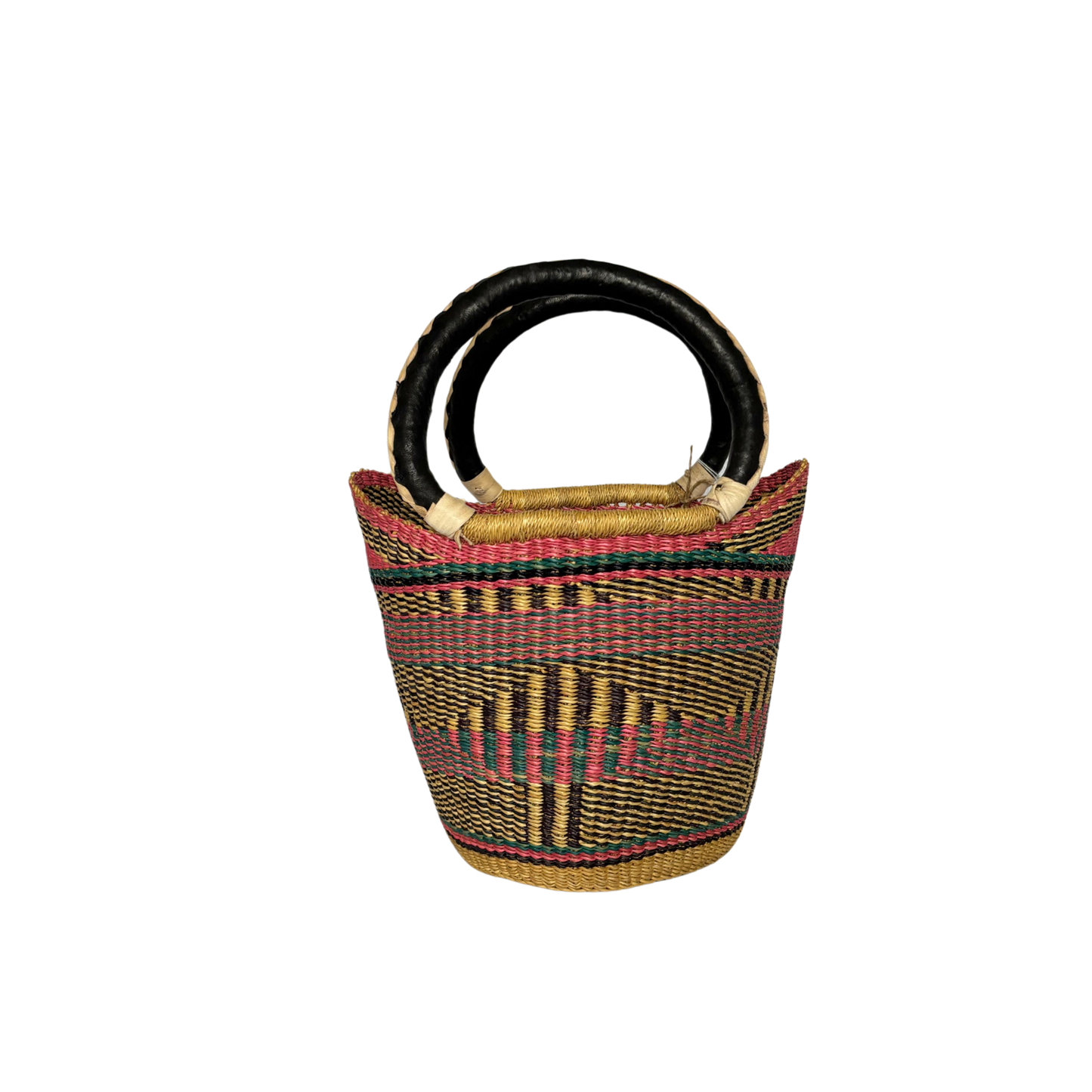 Hand Woven Market Basket - Small Light Pink
