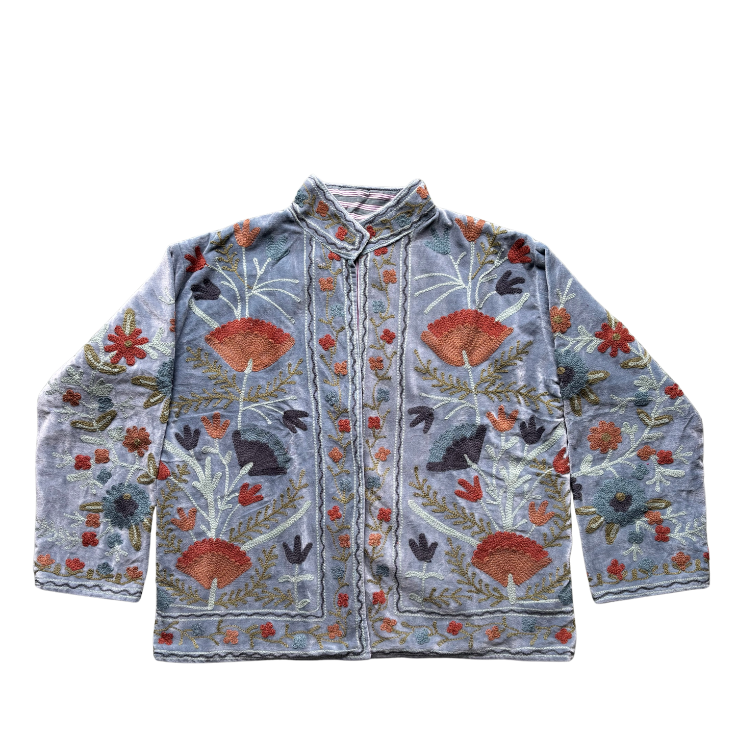 Velvet Suzani Jacket - Dusty Blue