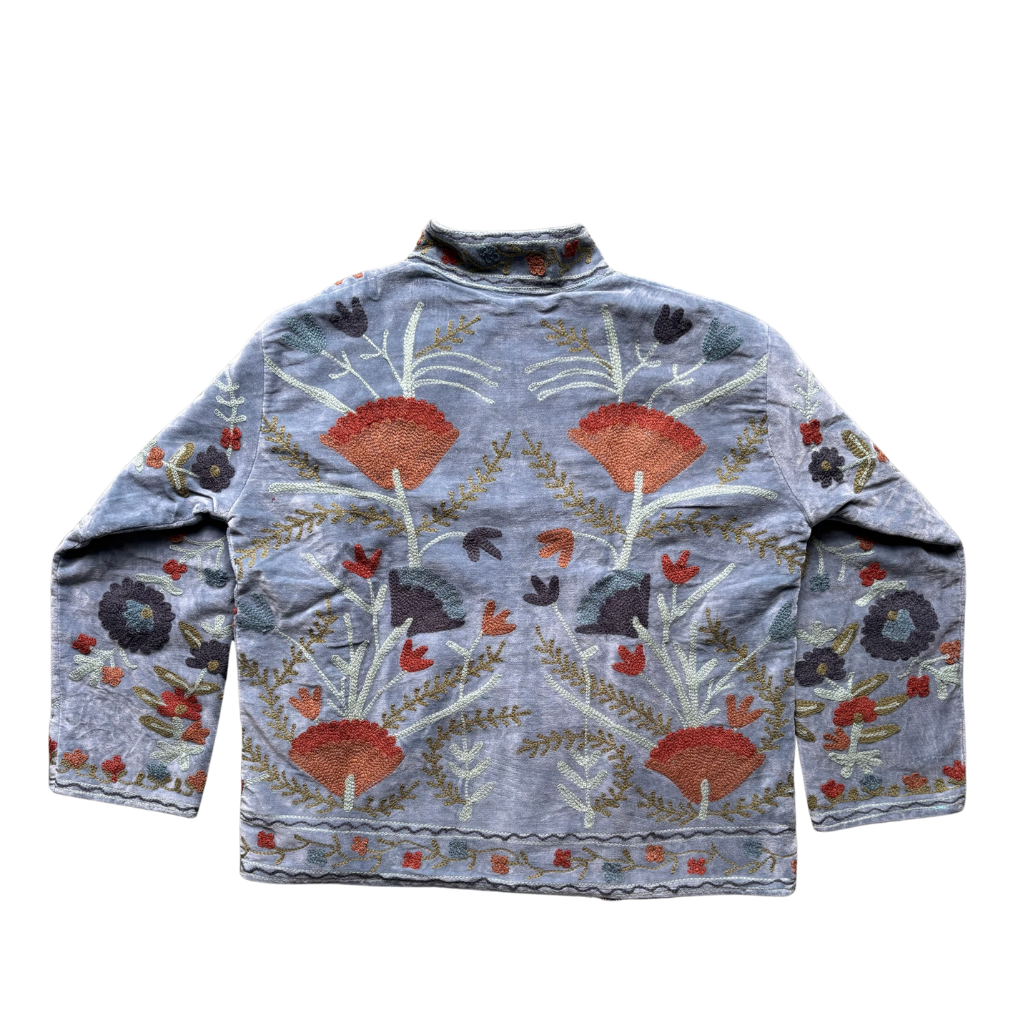 Velvet Suzani Jacket - Dusty Blue