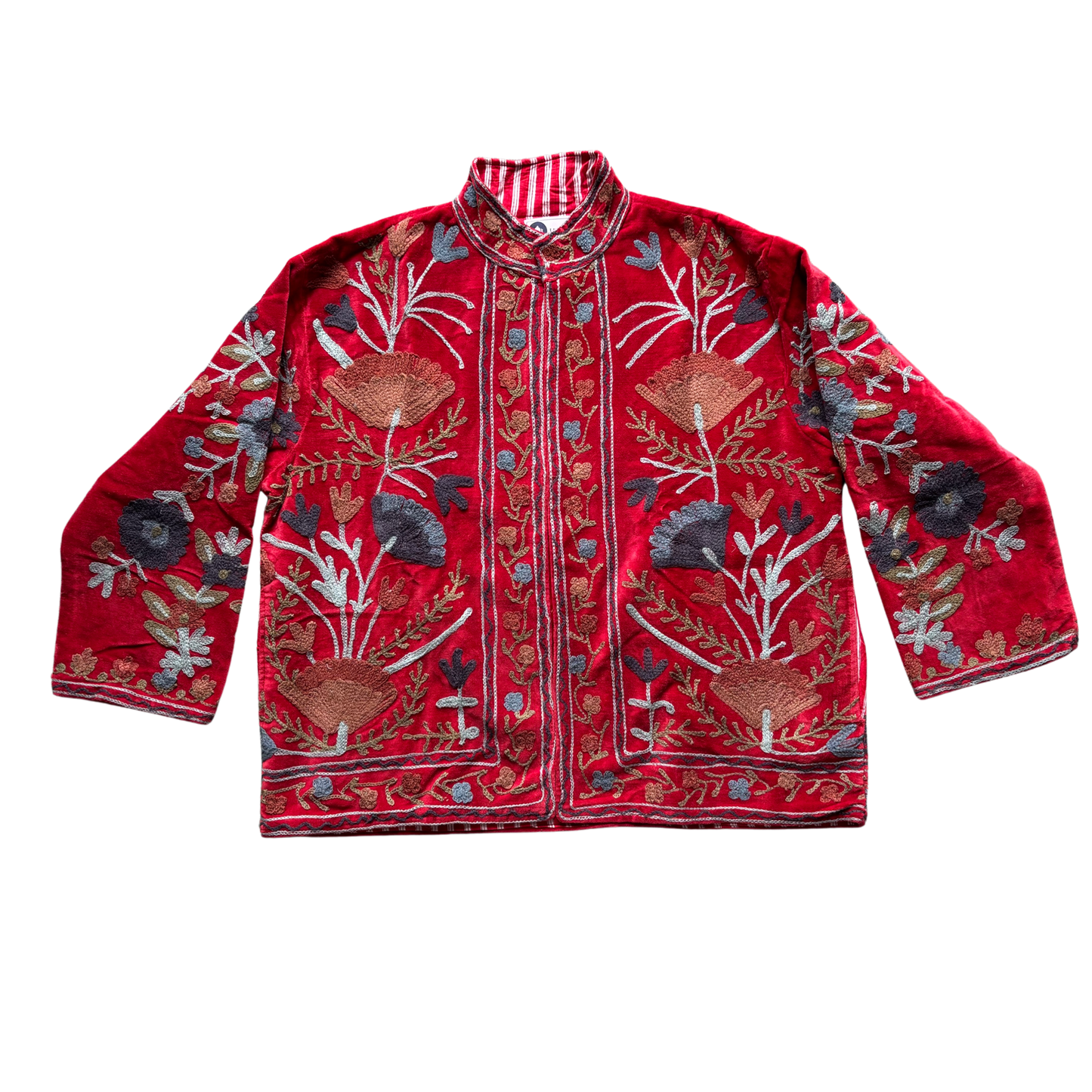 Velvet Suzani Jacket - Red