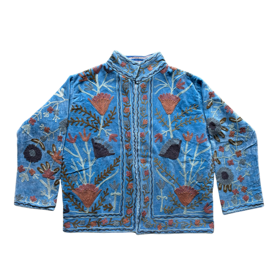 Velvet Suzani Jacket - Blue