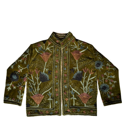 Velvet Suzani Jacket - Olive