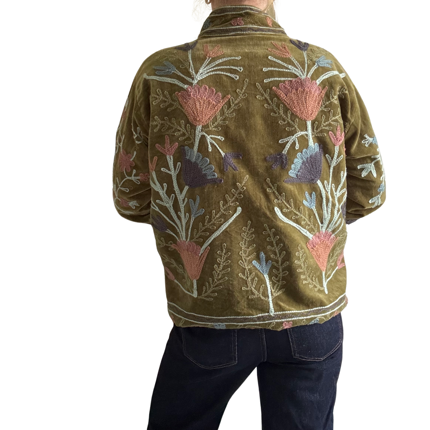 Velvet Suzani Jacket - Olive