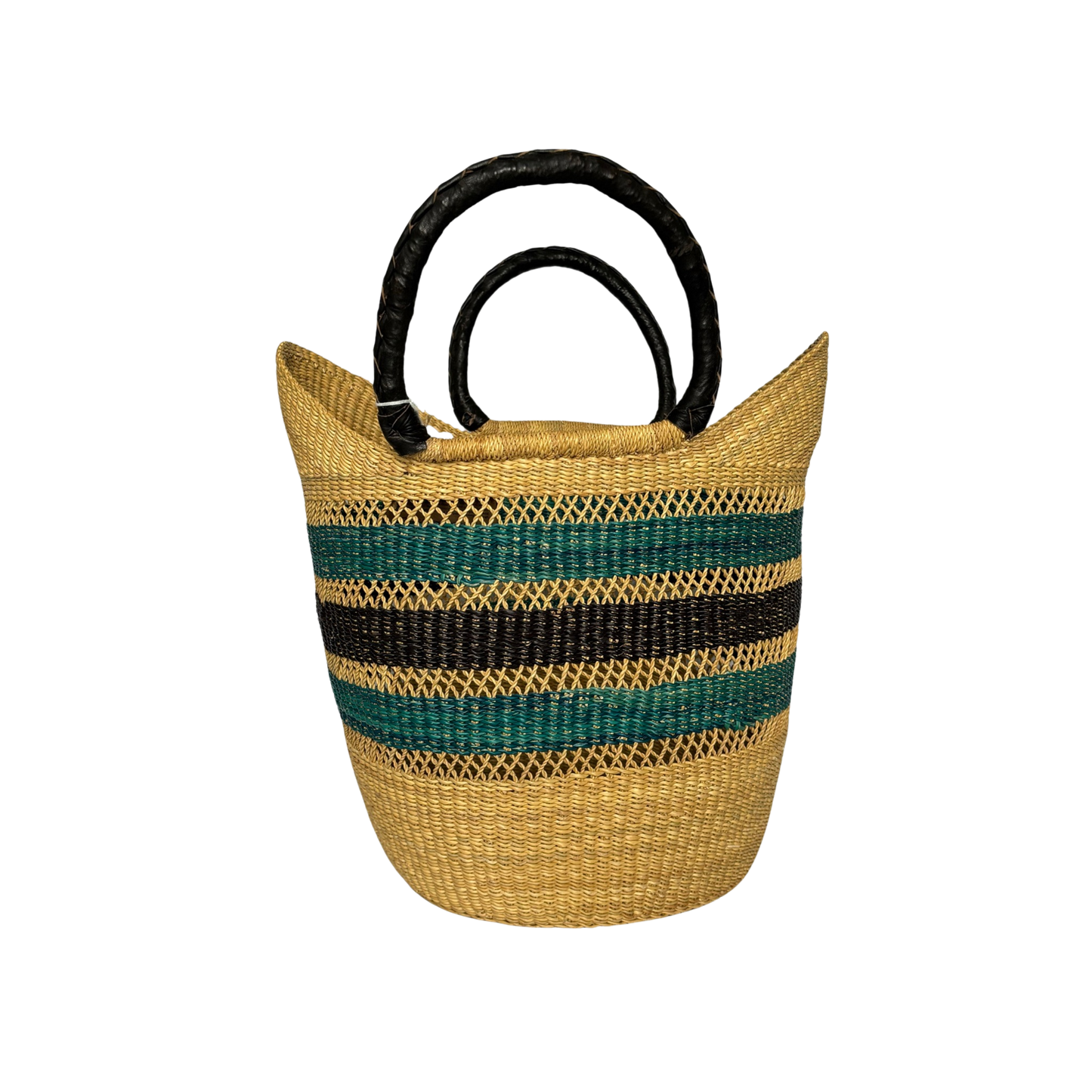 Hand Woven Market Basket - Large Blue