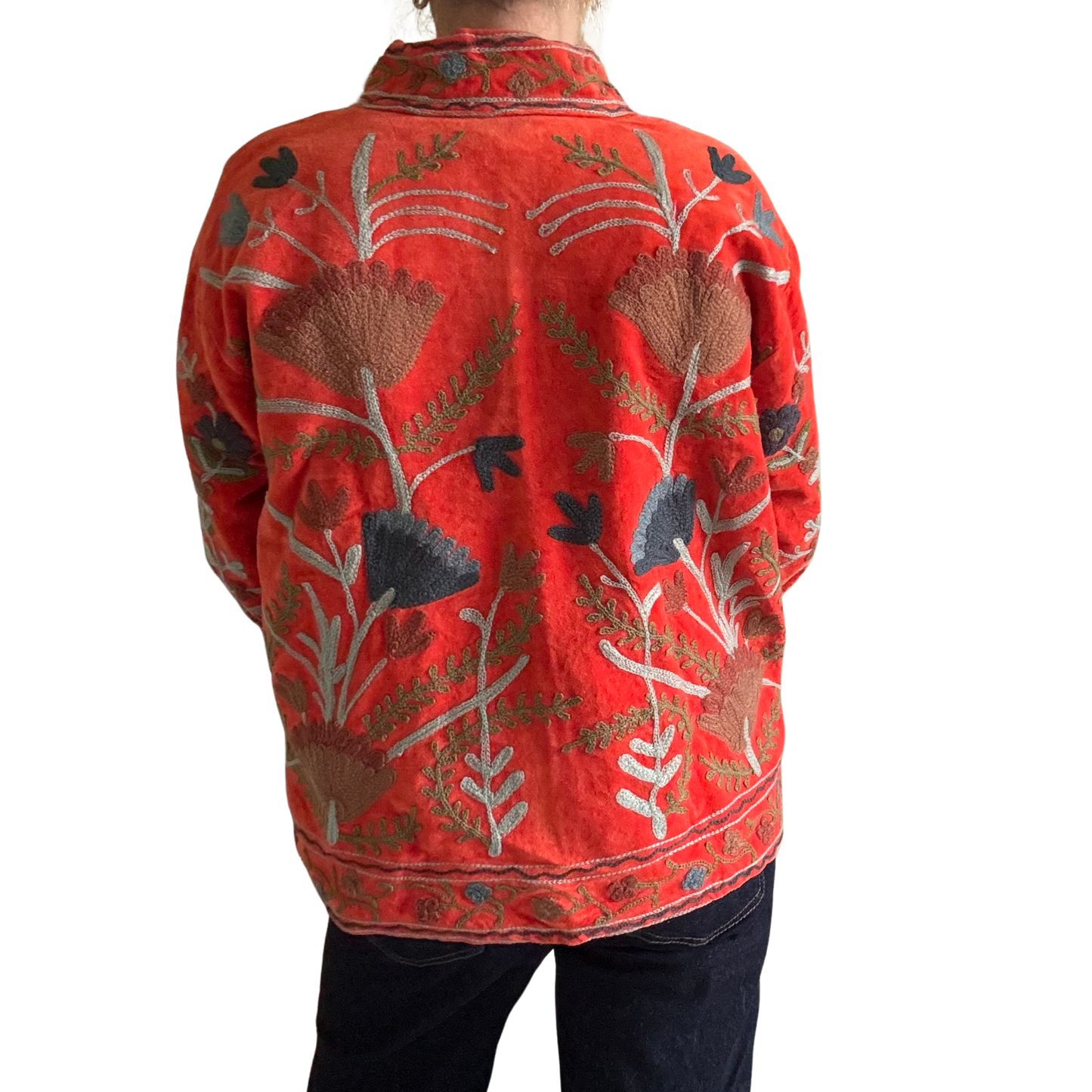 Velvet Suzani Jacket - Orange