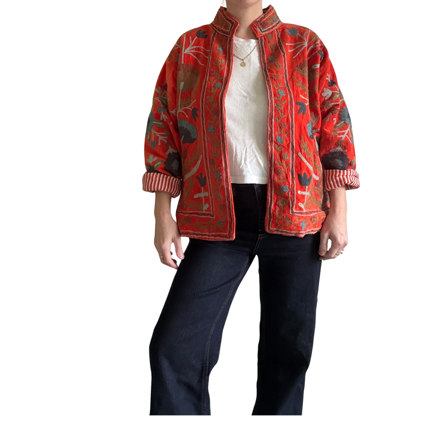 Velvet Suzani Jacket - Orange