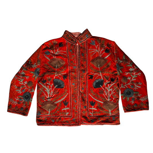 Velvet Suzani Jacket - Orange