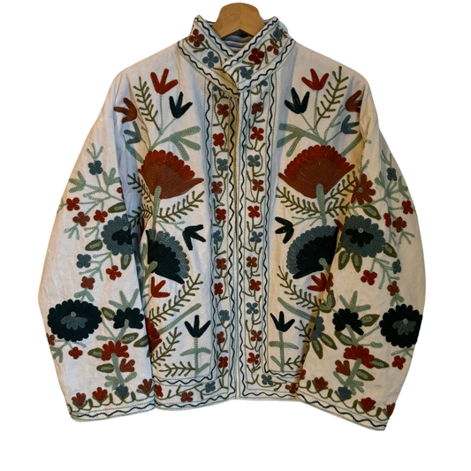 Velvet Suzani Jacket - White