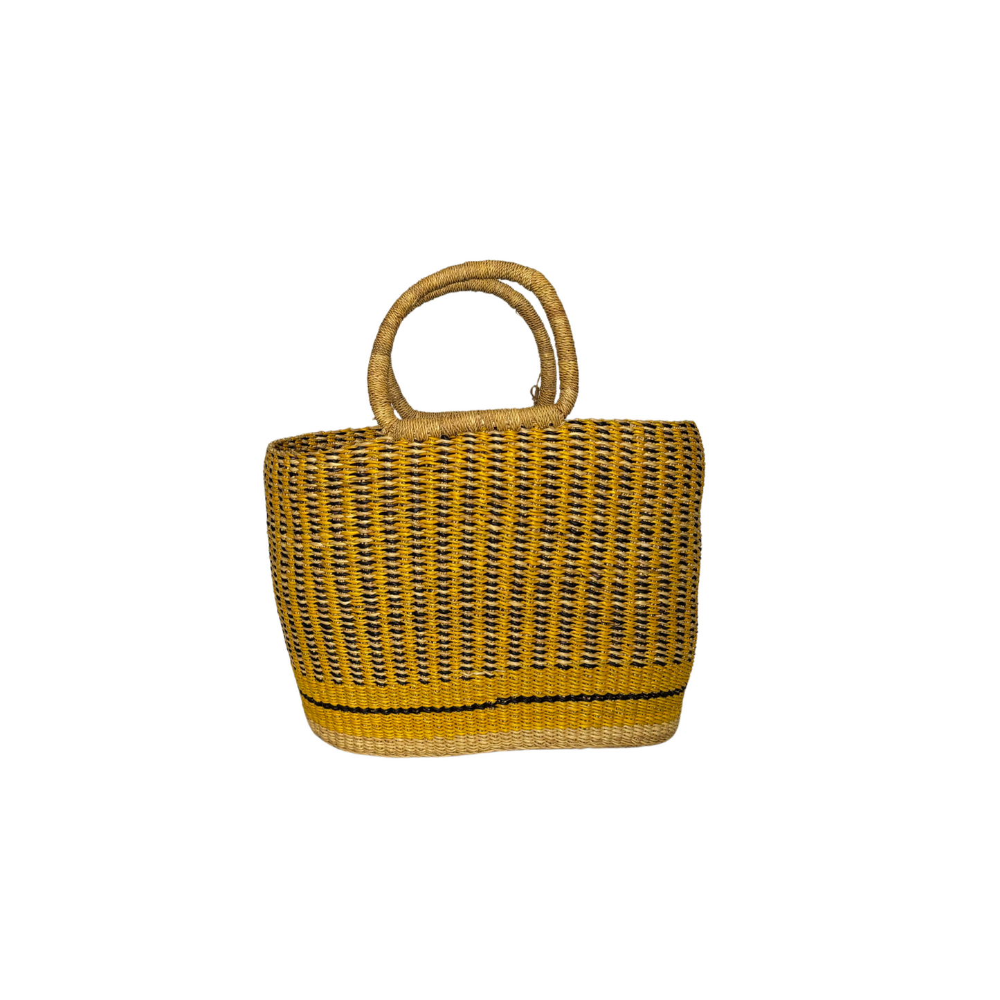 Hand Woven Basket Bag - Yellow