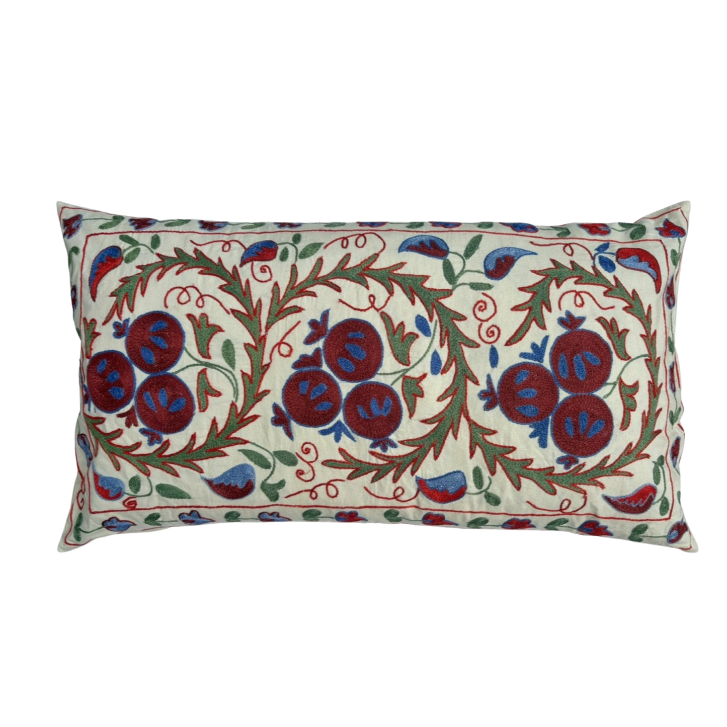 Hand Embroidered Suzani Lumbar Cushion Cover - 02